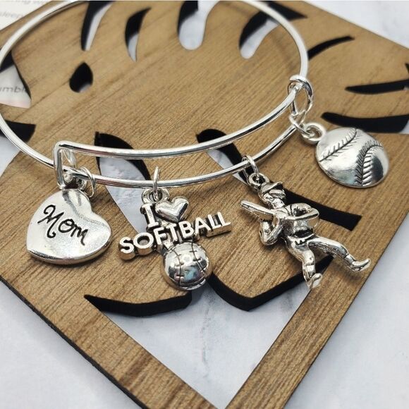 Softball Mom Expandable Charm Bracelet - Picture 2 of 11